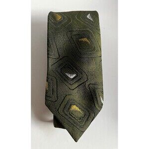 Vintage Envoy Limited Edition Polyester Necktie Green with Geometrical Pattern
